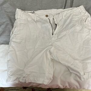 White linen plain front shorts